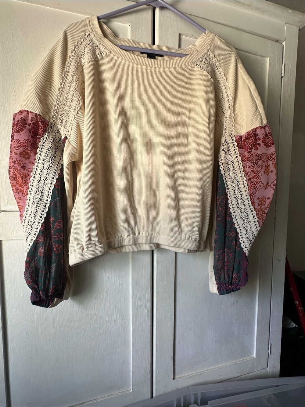 Forever 21 Cream Waffle Knit Top